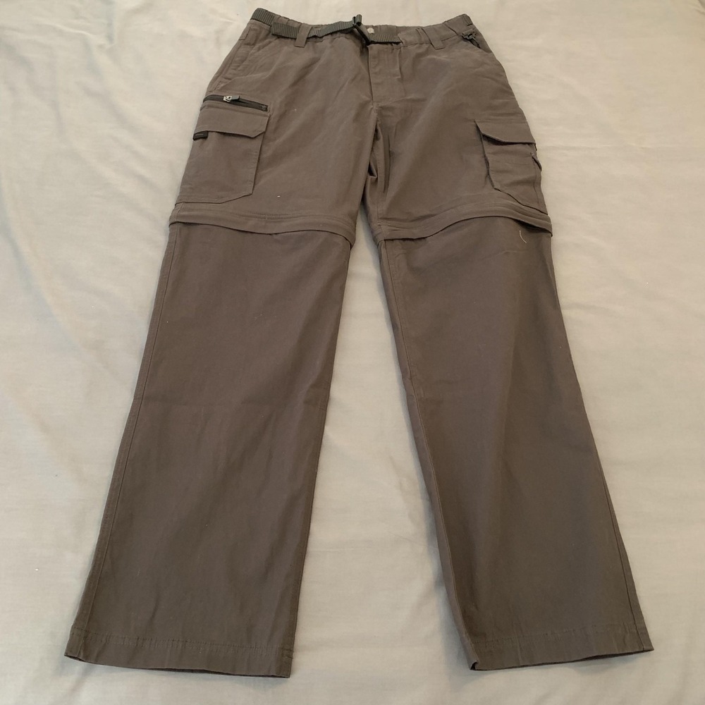 BC Clothing Pants Mens 34x32 Gray Convertible Cargo Belted Stretch Outdoor